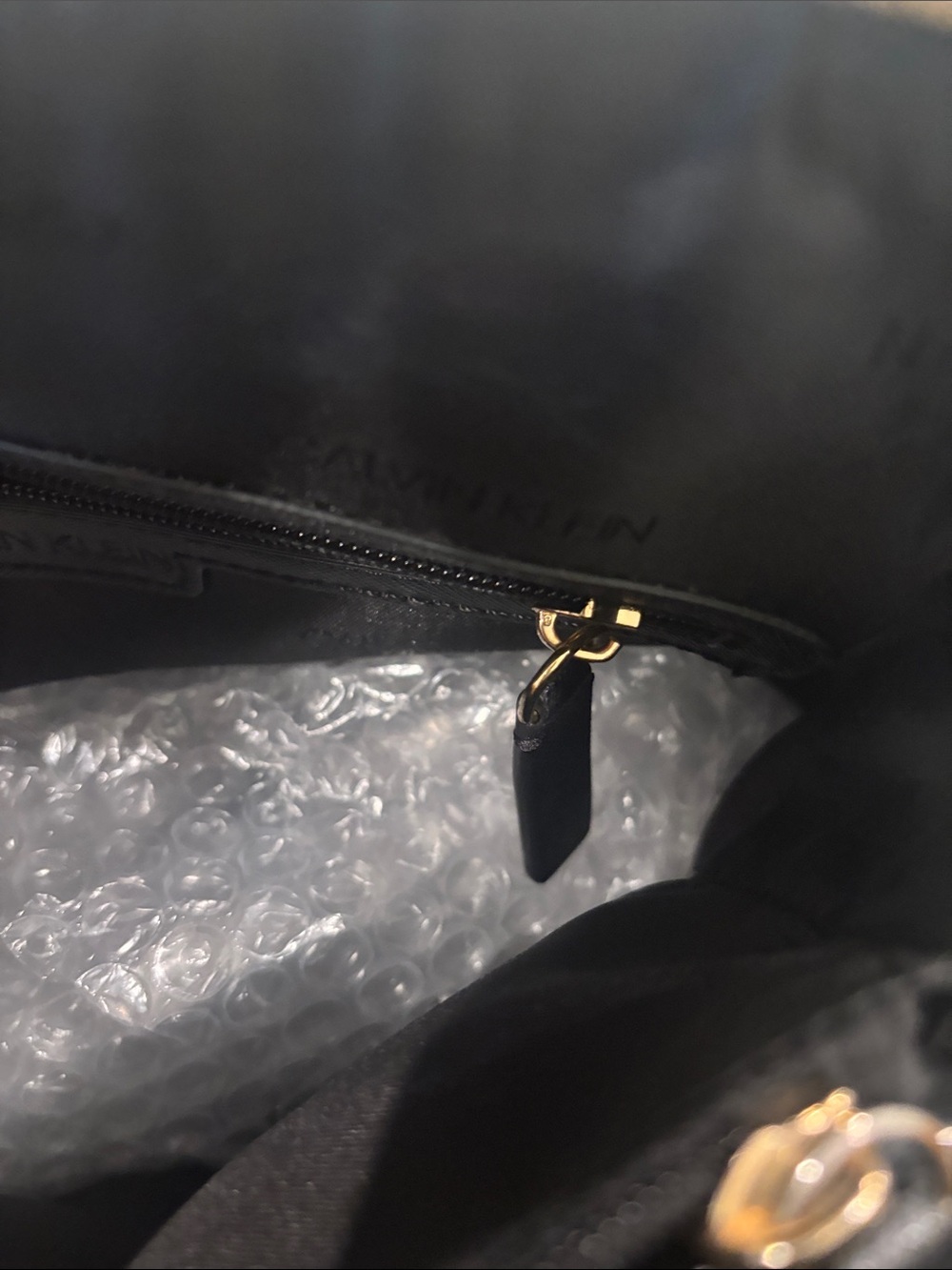 Calvin Klein Black Leather Dome Satchel with Gold Hardware - Picture 8 of 13
